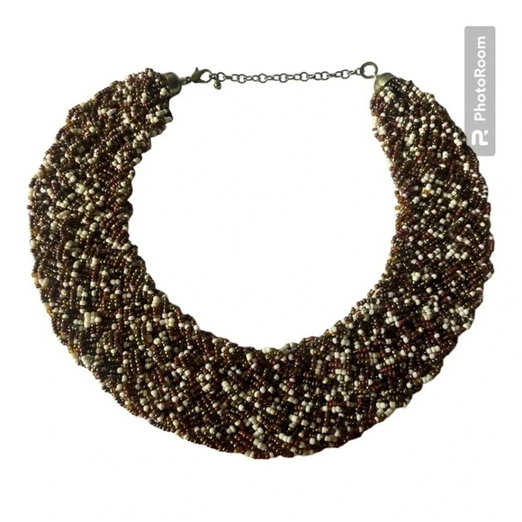 Vintage Beaded Collar Necklace in 🌍 tones - Picture 5 of 7